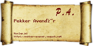 Pekker Avenár névjegykártya